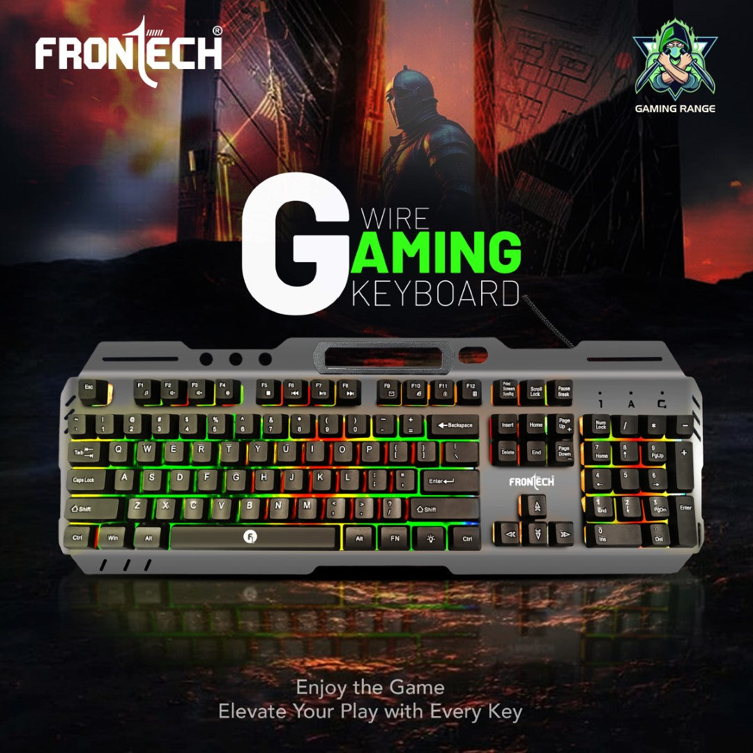 Frontech Wired Gaming Keyboard | 104 Keys | Rainbow Backlight | USB Plug & Play (KB-0049) Frontech Wired Gaming Keyboard | 104 Keys | Rainbow Backlight | USB Plug & Play (KB-0049)